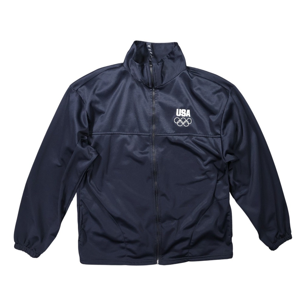 United States Olympic Committee Track Jacket Mens XL Navy Blue Excellent Vintage